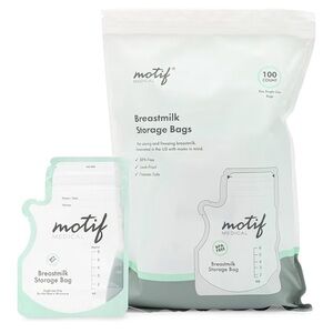 Motif Medical Breastmilk Storage Bags - White 100 count